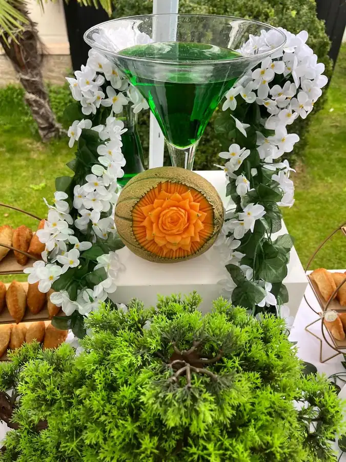 Melon sculpté en rose orange, création EliCook LOD